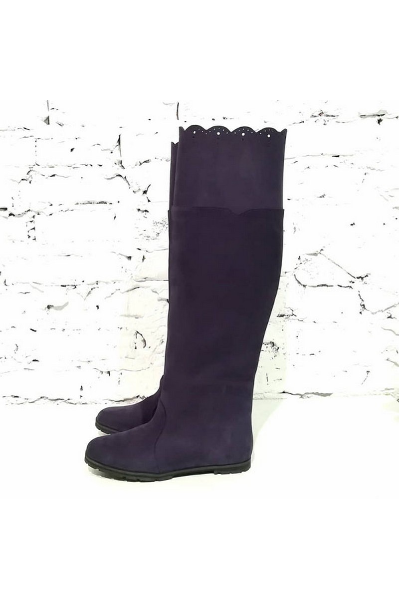 Buy Nubuck high women demi season stylish comfortable violet low sole boots